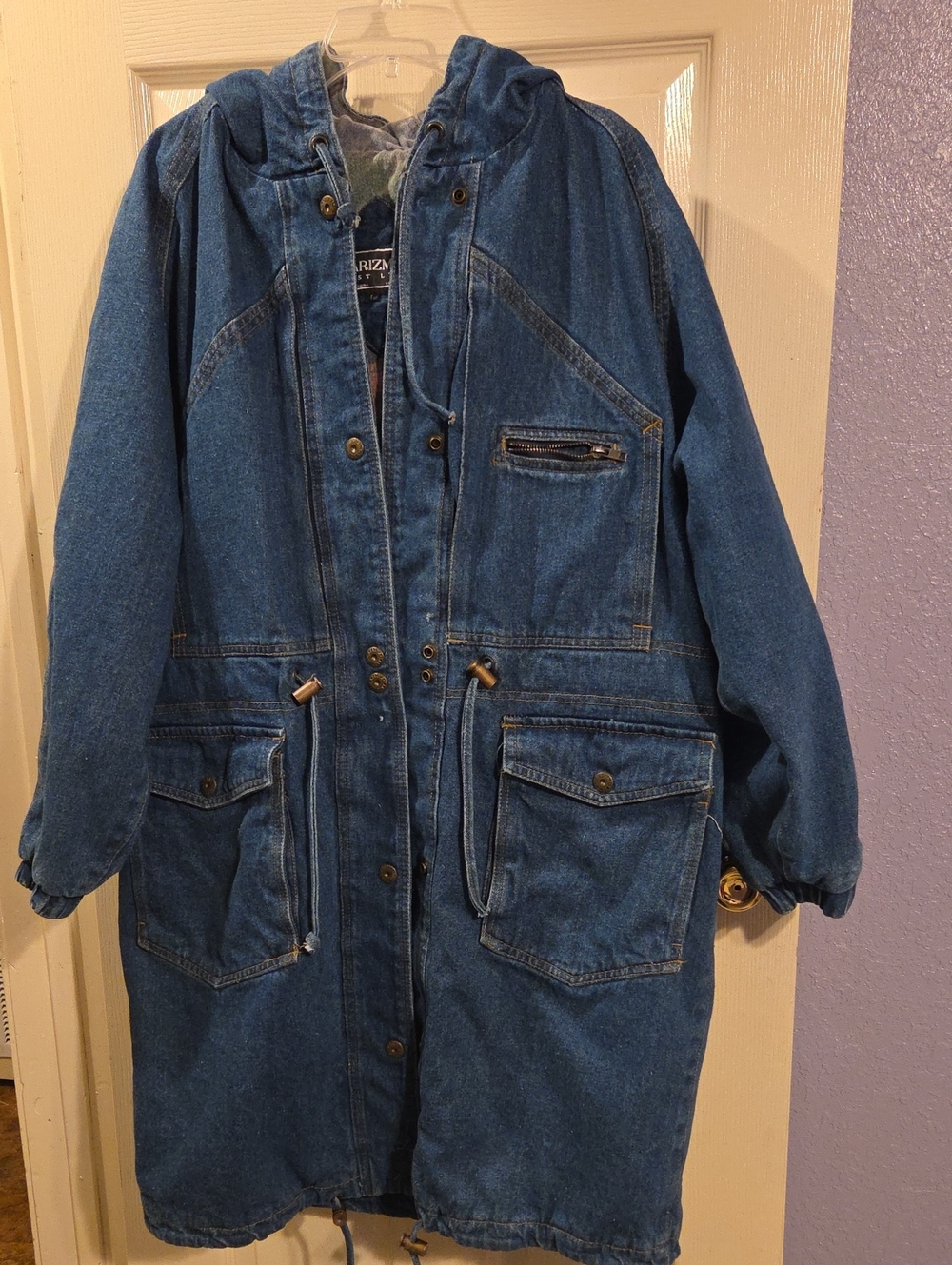 Vintage Karizma East LTD. Women's Blue Denim Hooded Parka Jacket